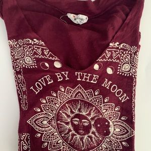 burgundy v-cut shirt